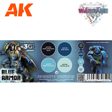 Peintures AK 3GEN - Kit Wargame Color - Armures bleues - Lootbox