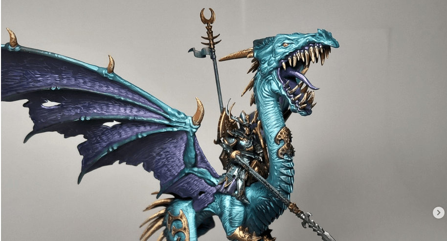 Un prince elfe sur dragon figurine peinte par Piktores Studio