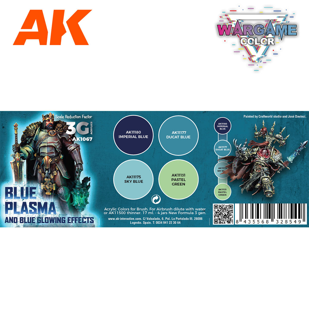 Peintures AK 3GEN - Kit Wargame Color - Bleu plasma et effets lumineux