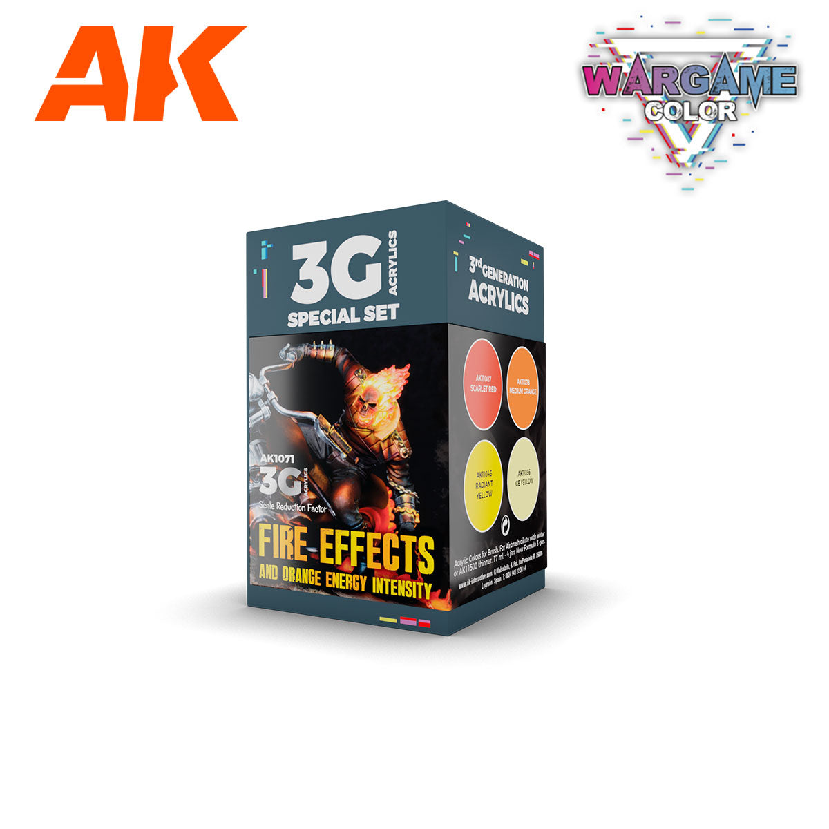 Peintures AK 3GEN - Kit Wargame Color - Feu et effets de flammes